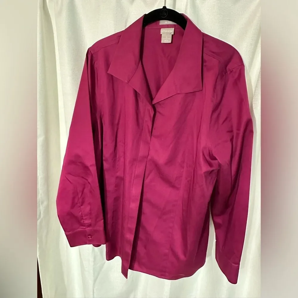 Chico's Fuchsia Button Down Shirt - Picture 2 of 11